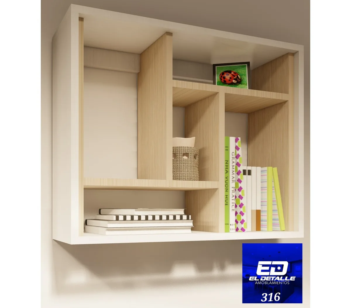 Cubo biblioteca colgante