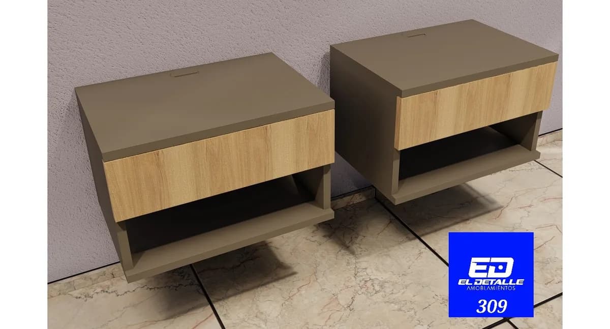 Juego de mesas luz colgante con 1 cajón con correderas telescópicas. En 3 tonos